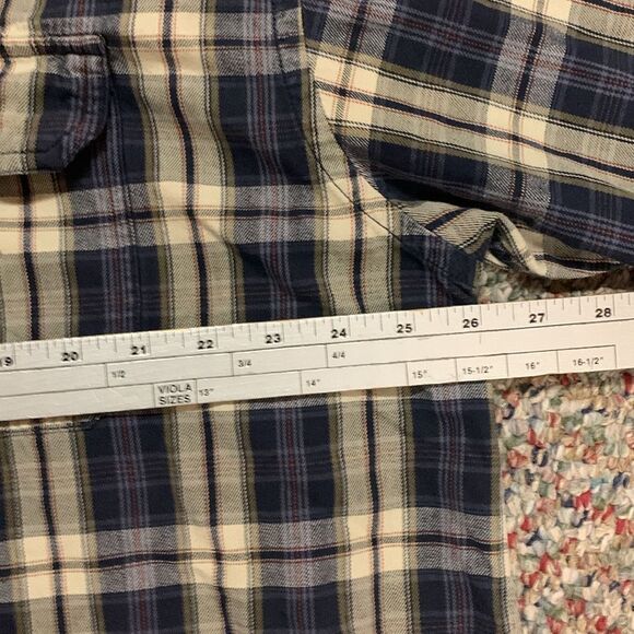 American Eagle Outfitters Navy Tan Red Plaid Heavyweight LS Flannel Shirt Sz XXL - Picture 9 of 11